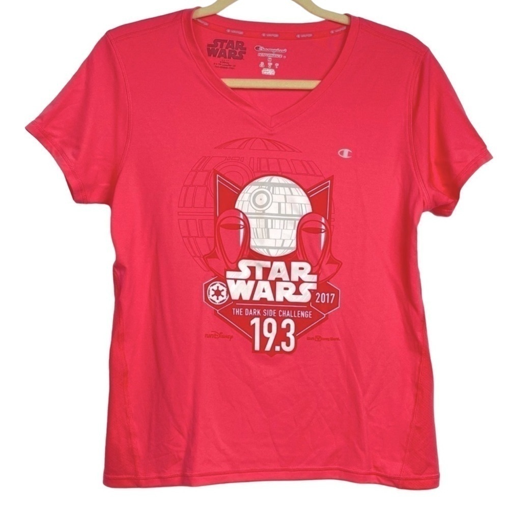 Champion Vapor Performance Sz Med. Pink Star Wars 2017 Dark Side Challenge Tee